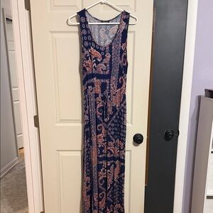 Papermoon Navy and Coral Paisley Maxi Dress